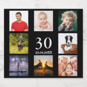 30e verjaardag fotocollage zwarte man zwarte bier etiket (Enkel label)