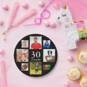 30e verjaardag fotocollage zwarte man zwarte papieren bordje (Feest)