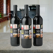 30e verjaardag fotocollage zwarte man zwarte wijn etiket