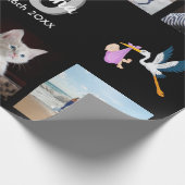 30e verjaardag fotocollage zwarte vrouw zwart cadeaupapier (Hoek)