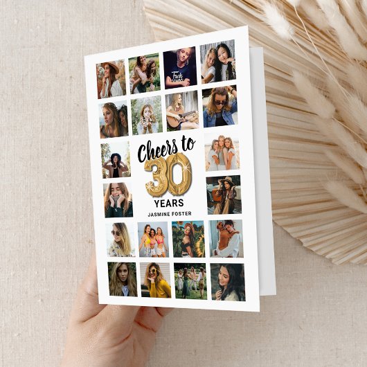 30e verjaardag fotocollagekaart