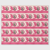 30e verjaardag fotografie roze roze omhulling cadeaupapier (Vlak)