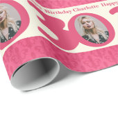 30e verjaardag fotografie roze roze omhulling cadeaupapier (Rol Hoek)