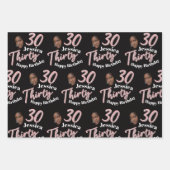 30e verjaardag foto's roze zwart-wit inpakpapier vel (Voorkant)