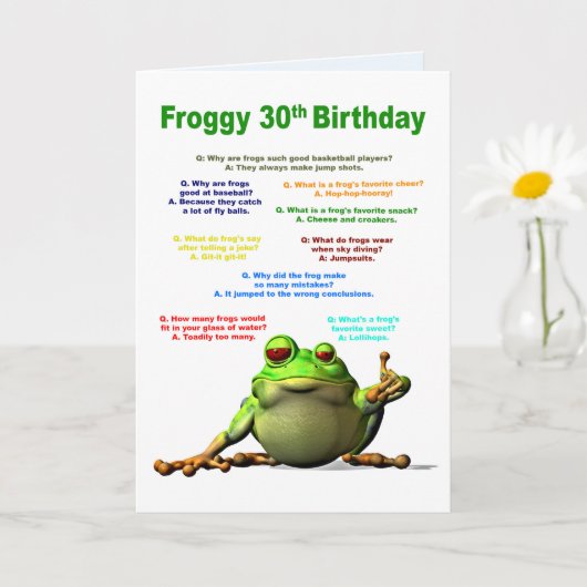 30e verjaardag, Frog Jokes Kaart (Kleine Plant)