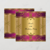 30e verjaardag Fuchsia Pink Gold Art Deco Kaart (Voorkant / Achterkant)