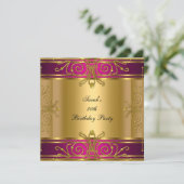 30e verjaardag Fuchsia Pink Gold Art Deco Kaart (Staand voorkant)