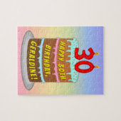 30e verjaardag: Fun Cake and Candles + Custom Name Legpuzzel (Horizontaal)