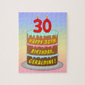 30e verjaardag: Fun Cake and Candles + Custom Name Legpuzzel (Verticaal)