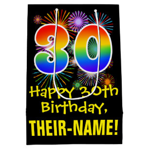 30e verjaardag: Fun Fireworks Pattern + Rainbow 30 Medium Cadeauzakje