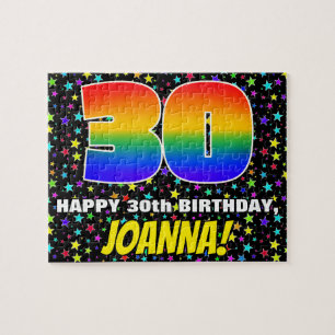 30e verjaardag — Fun, kleurrijk Star Field Pattern Legpuzzel