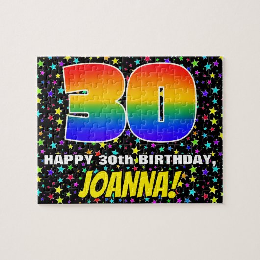 30e verjaardag — Fun, kleurrijk Star Field Pattern Legpuzzel (Horizontaal)