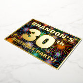 30e verjaardag — Fun, kleurrijke Fireworks look Folie Uitnodiging (Gedraaid)