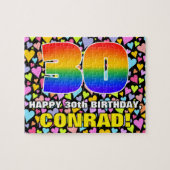 30e verjaardag — Fun, liefhebbende hartvormen + "3 Legpuzzel (Horizontaal)