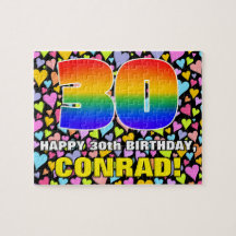 30e verjaardag — Fun, liefhebbende hartvormen + "3