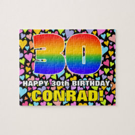 30e verjaardag — Fun, liefhebbende hartvormen + "3 Legpuzzel