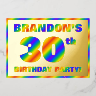 30e verjaardag - Fun, regenboogspectrum "30" Folie Uitnodiging