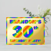 30e verjaardag - Fun, regenboogspectrum "30" Folie Uitnodiging (Staand Voorkant)