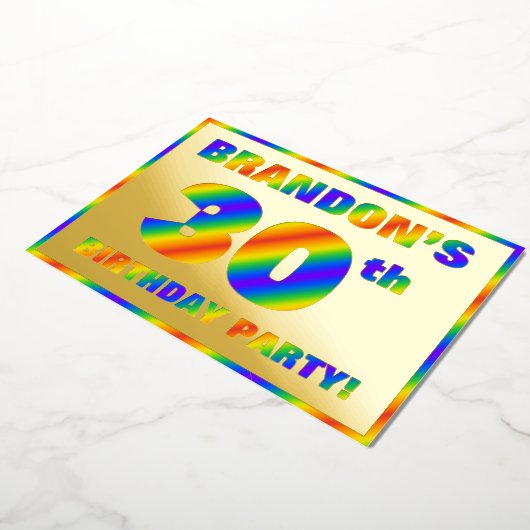 30e verjaardag - Fun, regenboogspectrum "30" Folie Uitnodiging (Gedraaid)