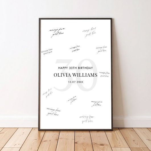 30e verjaardag gast handtekening poster