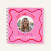 30e verjaardag Gastenboek Kleurrijke Wavy Red Roze Notitieboek (Voorkant)