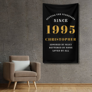 30e Verjaardag Geboren 1995 Naam Toevoegen Zwart G Spandoek
