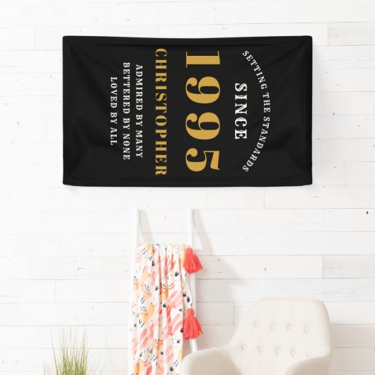 30e Verjaardag Geboren 1995 Naam Toevoegen Zwart G Spandoek (Insitu)