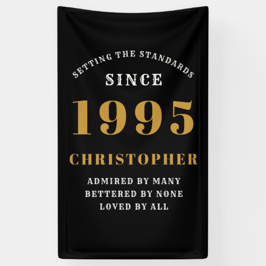 30e Verjaardag Geboren 1995 Naam Toevoegen Zwart G Spandoek (Verticaal)