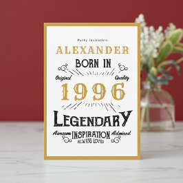 30e Verjaardag Geboren 1996 Witte Gouden Legende Kaart