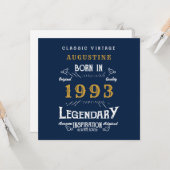 30e verjaardag Geboren in 1993 Legend Blue Gold Gr Kaart (Voorkant / Achterkant in situ)