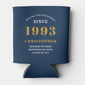 30e verjaardag Geboren in 1993 Naam Blauw goud toe Blikjeskoeler (Voorkant)