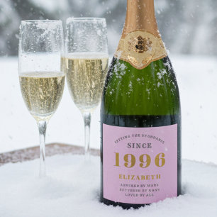 30e verjaardag Geboren in 1993 Voeg de naam Roze g Sparkling Wijnetiket
