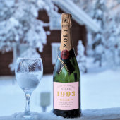 30e verjaardag Geboren in 1993 Voeg de naam Roze g Sparkling Wijnetiket