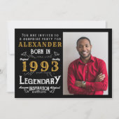30e verjaardag Geboren in 1993 Zwart Gouden Retro  Kaart (Voorkant)