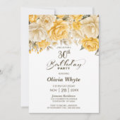 30e verjaardag Geel Rose Bloemenfeest Kaart (Voorkant)