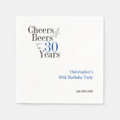 30e verjaardag Gepersonaliseerde Cheers Beers Part Servet (Voorkant)