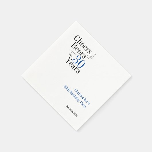 30e verjaardag Gepersonaliseerde Cheers Beers Part Servet (Hoek)