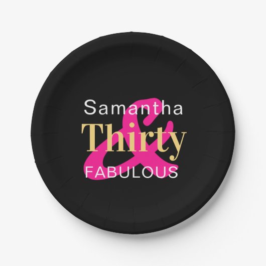 30e verjaardag gepersonaliseerde dertig fantastisc papieren bordje (Voorkant)