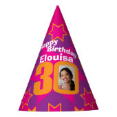 30e verjaardag gepersonaliseerde foto ster naam pe feesthoedjes (Voorkant)