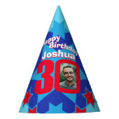 30e verjaardag gepersonaliseerde foto ster naam pe feesthoedjes (Voorkant)