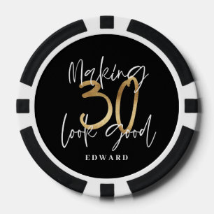 30e verjaardag gepersonaliseerde gunst cadeau zwar poker chips