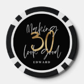 30e verjaardag gepersonaliseerde gunst cadeau zwar poker chips (Achterkant)