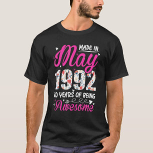 30e verjaardag Geweldige sinds mei 1992 Floral T-shirt