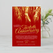 30e verjaardag glamour party gouden paarse palmen folie uitnodiging (Staand Voorkant)