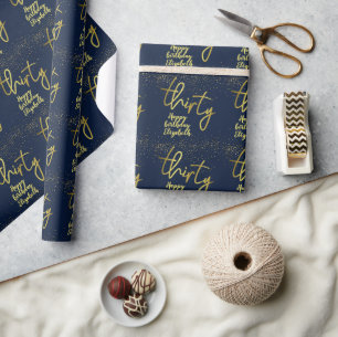 30e verjaardag Glamoureus Navy Gold Cadeaupapier