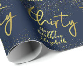 30e verjaardag Glamoureus Navy Gold Cadeaupapier (Rol Hoek)