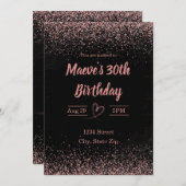 30e verjaardag - Glitter Confetti | Roze Kaart (Voorkant / Achterkant)