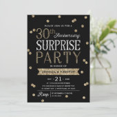 30e verjaardag Glitter Confetti Surprise Party Kaart (Staand voorkant)