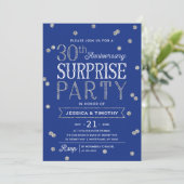 30e verjaardag Glitter Confetti Surprise Party Kaart (Staand voorkant)