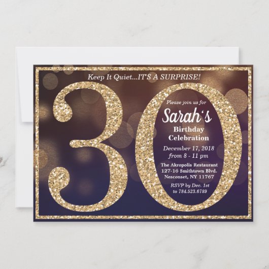 30e verjaardag Glitter Milestone Uitnodiging (Voorkant)